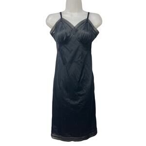 Vintage Vanity Fair Black Nylon Full Slip 38” Length Size 32 US Small